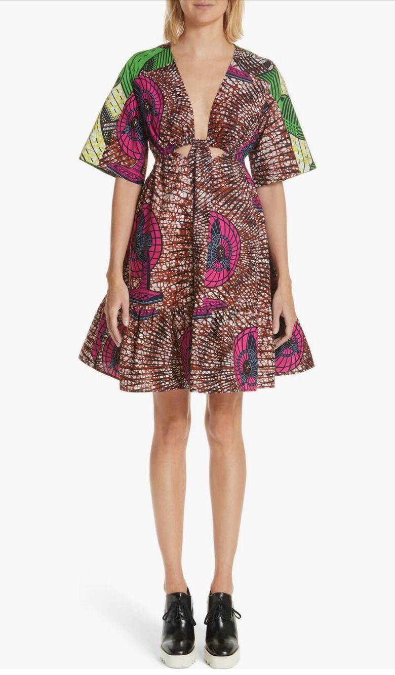 Stella McCartney Gabrielle Patterned Cutout Back Mini Dress US 12
